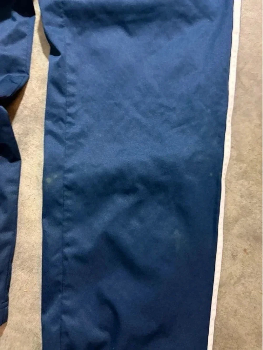 Y2K vintage blue and white striped adidas track pants with zipper on ankle